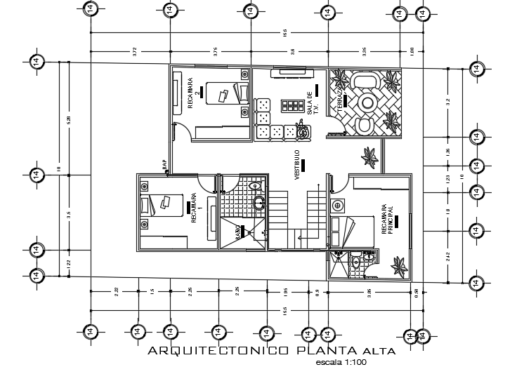 A layout of the 10x16m first floor house plan AutoCAD diagram