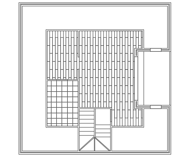 A layout of the 11x11m three story second floor house plan