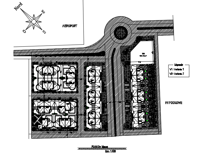 A layout of the 13x11m bungalow house AutoCAD drawings