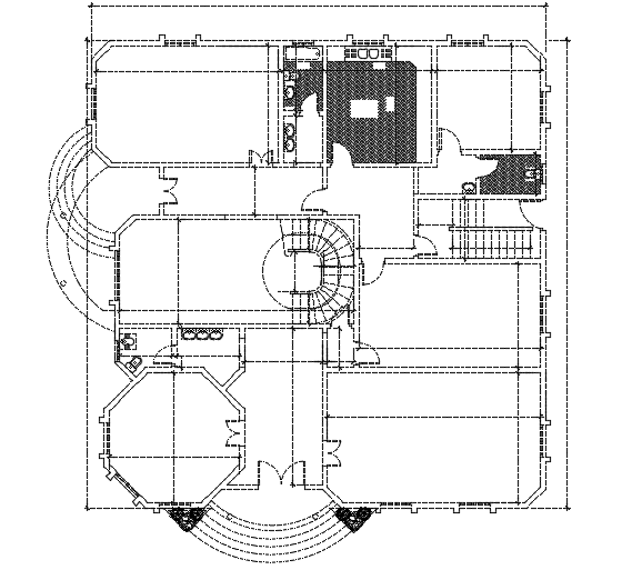 A layout of the 15X15m villa first floor house plan cad drawing