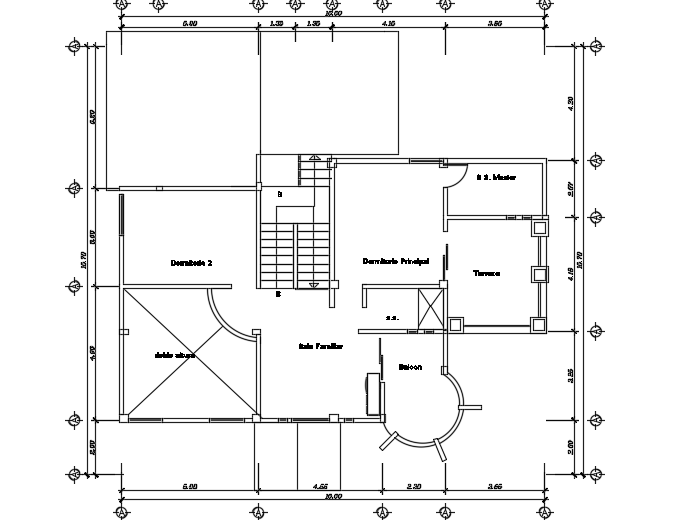 A layout of the 16x16m architecture first floor house plan is given in this file