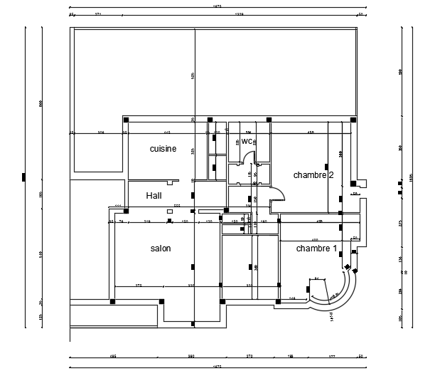 A layout of the 17x17m architecture house plan cad drawing is given in this file