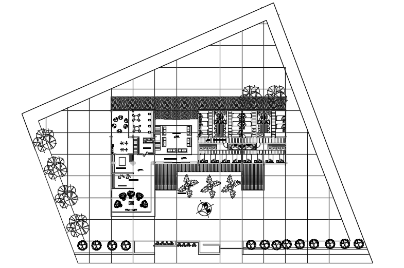 A layout of the 40x18m multifamily first floor villa plan