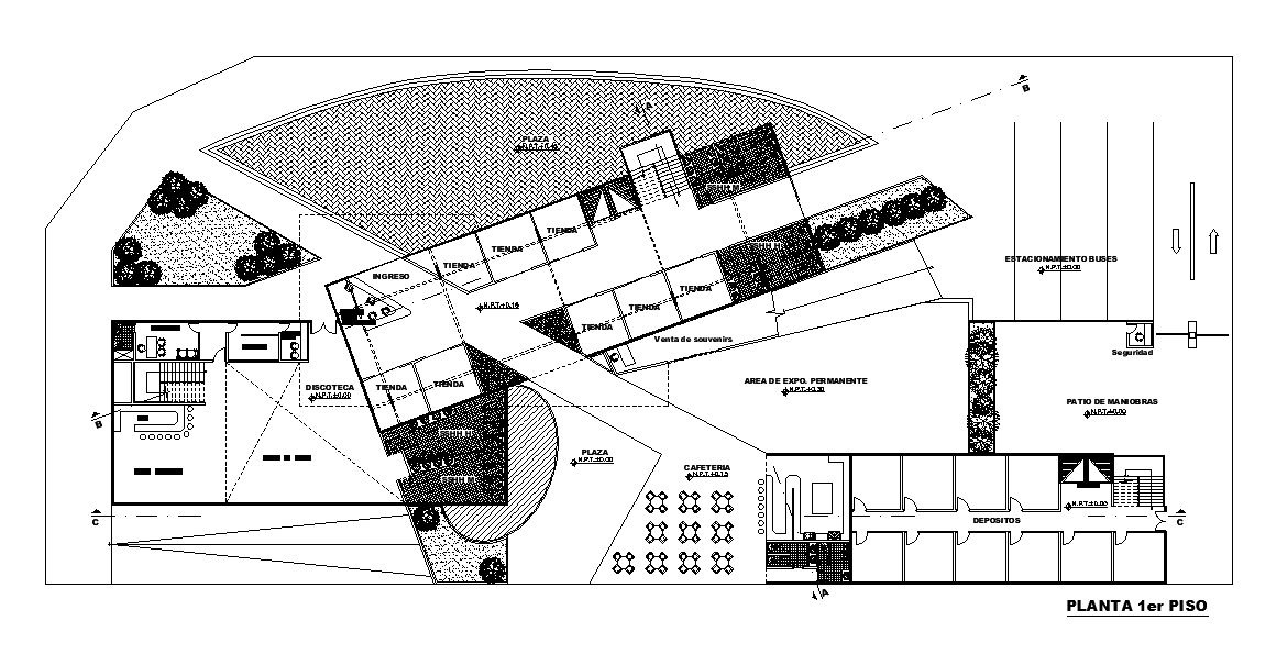A layout of the 68x32m commercial shop plan is given in this AutoCAD drawing model. Download now.