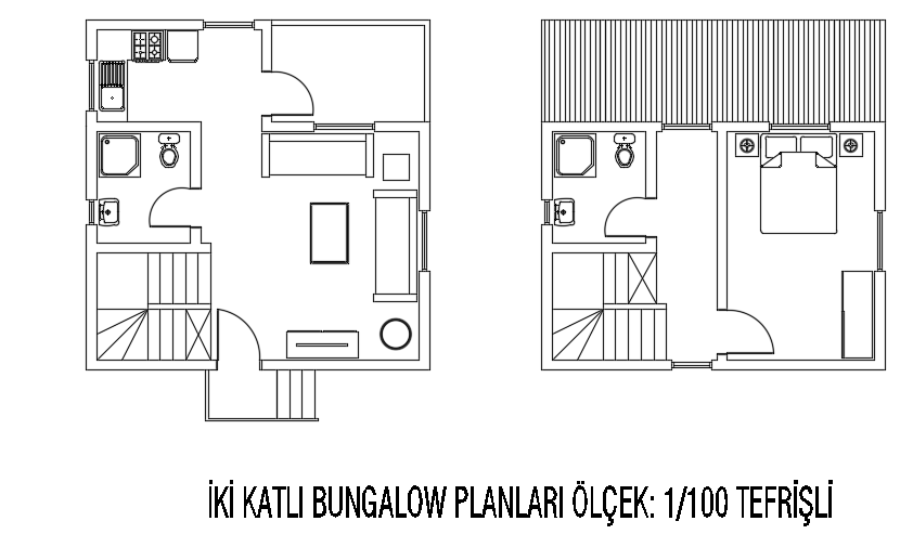 A layout of the 6x5m simple two story house plan cad drawing
