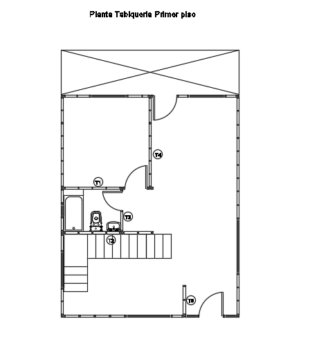 A layout of the 6x7m two story house plan with 3bhk house plan cad drawing