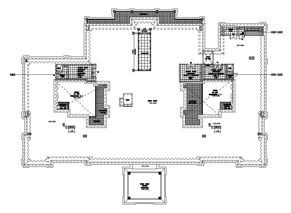 A layout of the 70’x44’ ground floor villa plan is given in this AutoCAD drawing model. Download now.