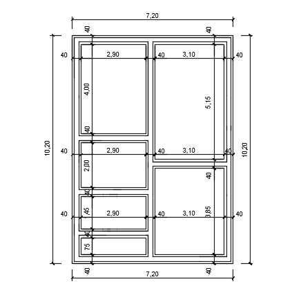 A layout of the 7x10m house plan is given in this CAD file