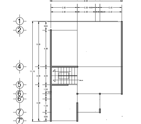 A layout of the 8x11m two story first floor plan cad 2d drawing