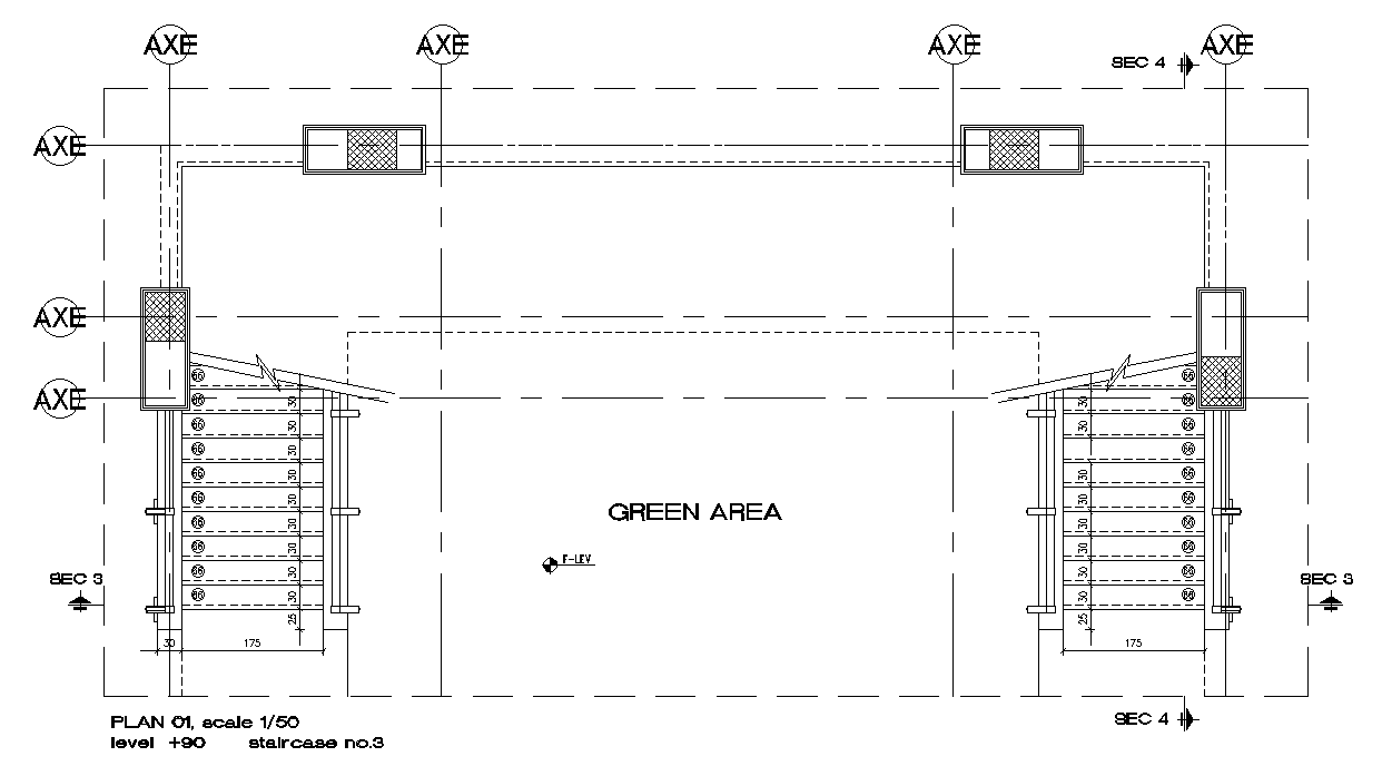 A layout of the staircase plan is given in this AutoCAD model. Download now.