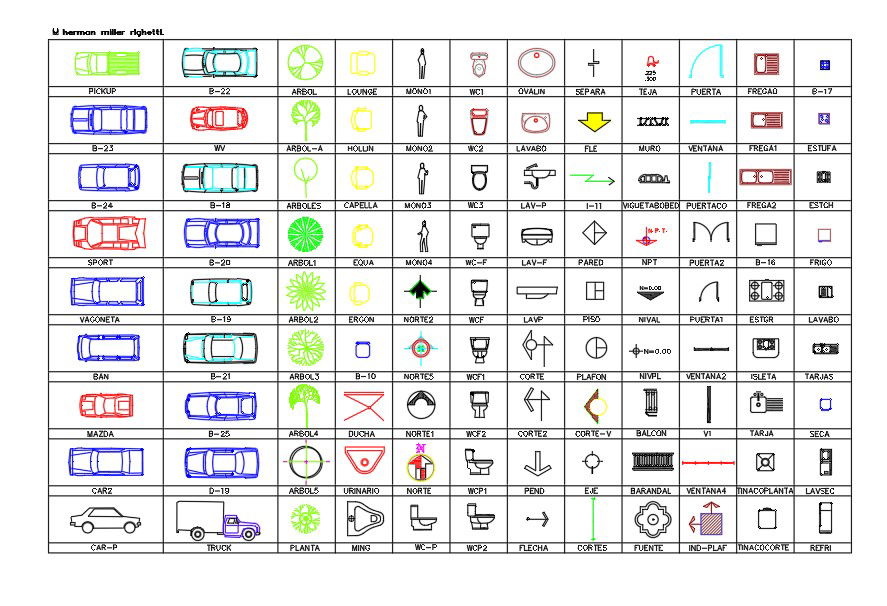 All CAD Blocks DWG File Including Furniture, Vehicles, People and Tree
