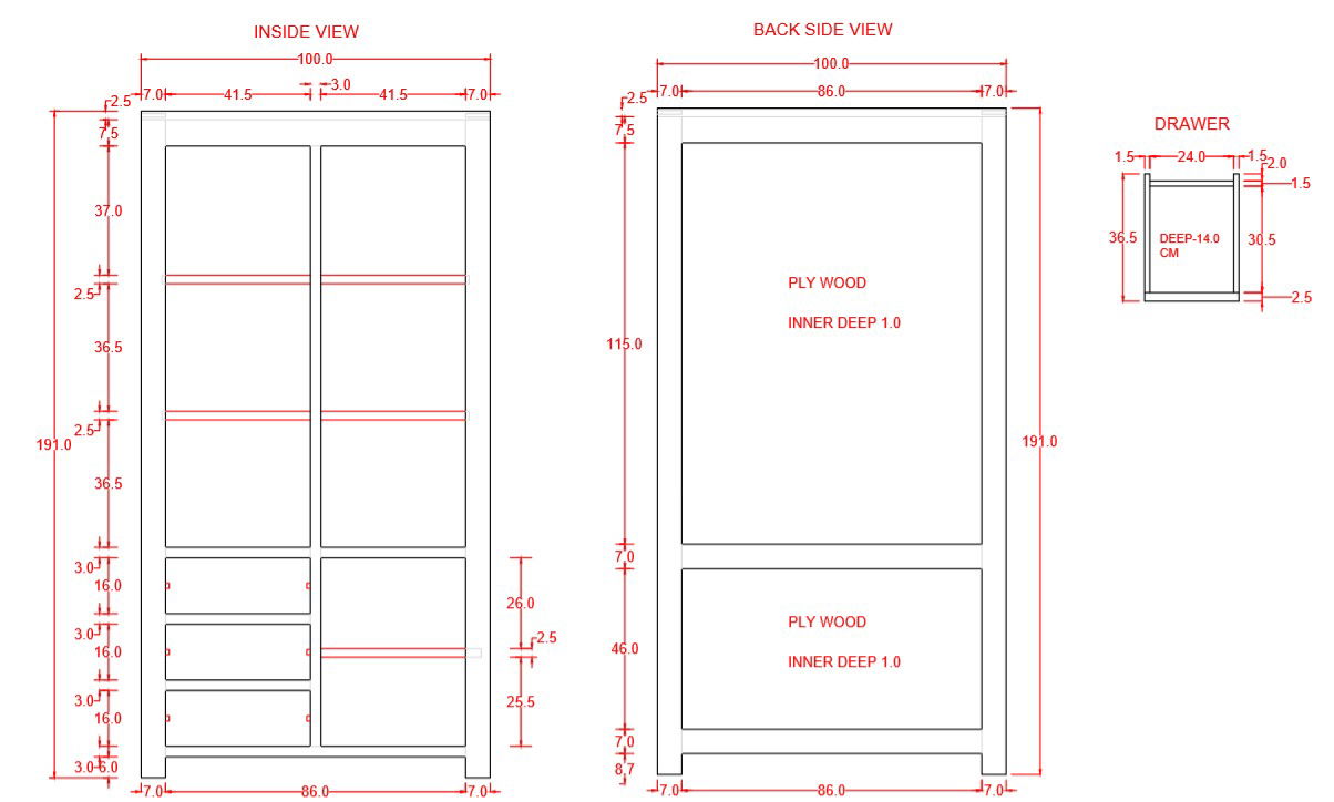 Cabinet Drawer Face 25MM Thickness CAD Drawing File