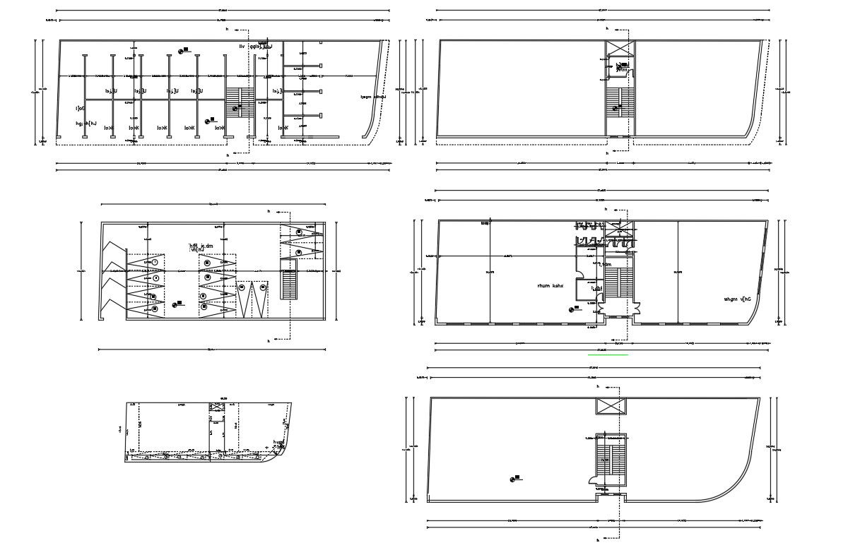 All Floors Plan Of Commercial Building With Parking Design DWG