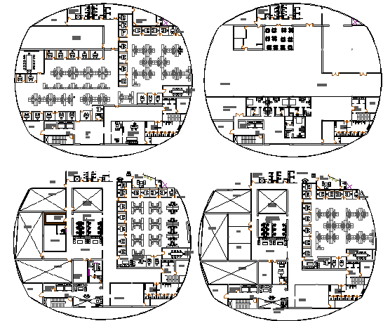 All floor plan details of media center head office building dwg file