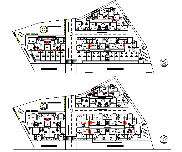 All floor plan details of residential apartment flats project dwg file