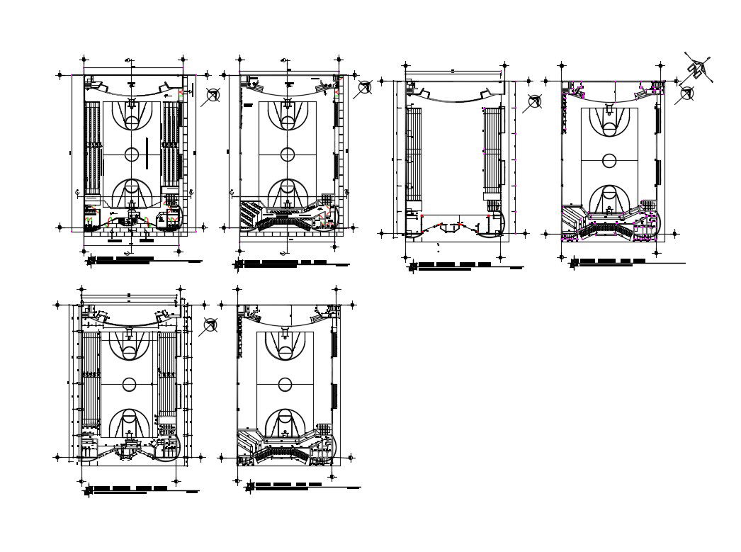All floors bounded plan and architecture plan details of basket ball court dwg file
