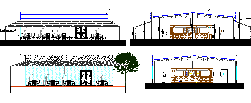 All side cut sectional view details of shopping mall dwg file