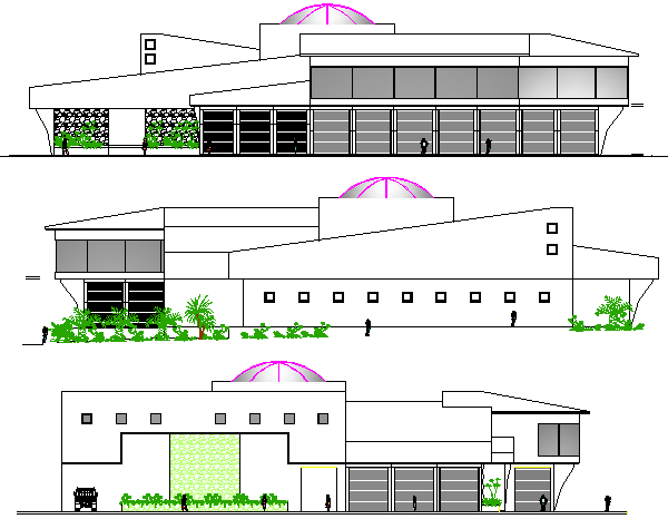 All sided elevation view of lore-to market place dwg file