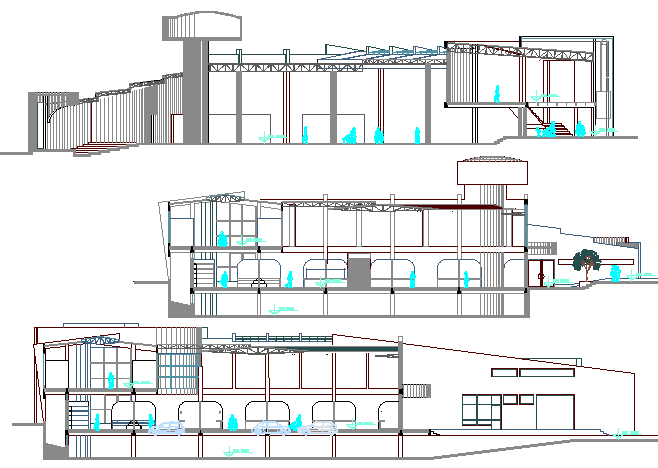 All sided sectional details of local city market dwg file