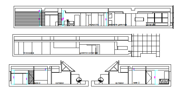 All sided sectional view of amplification corporate office dwg file