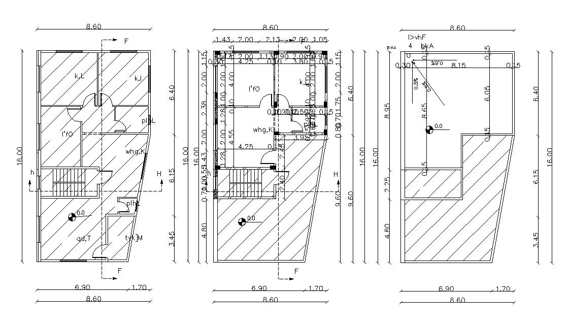 All Floors Plan Of Residential Bungalow With Dimension CAD Drawing