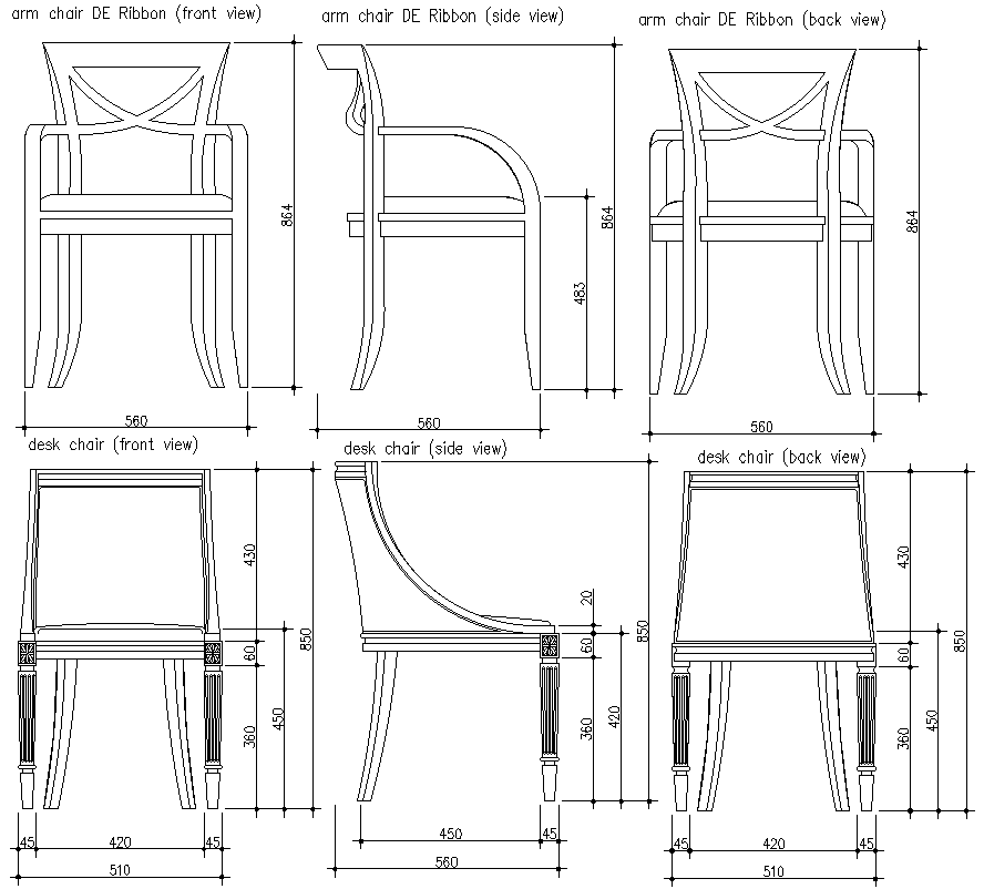 All Side Chair View CAD Drawings AutoCAD DWG Download  