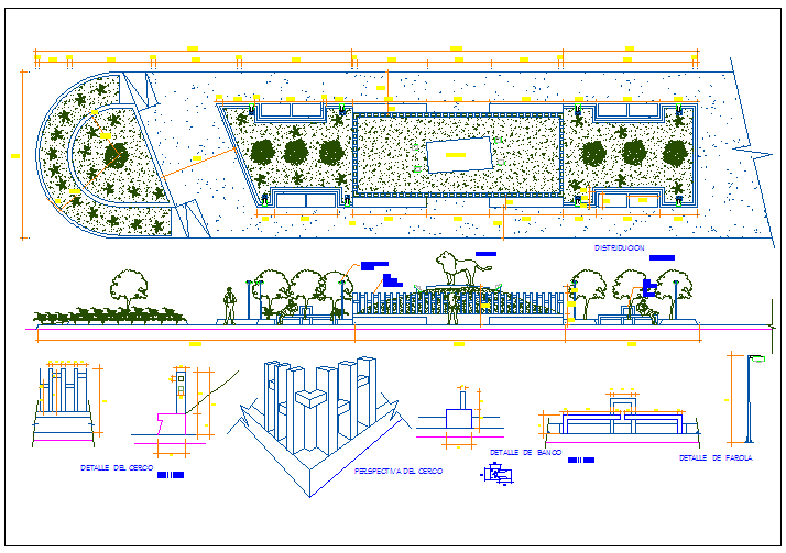 Almeda public garden architecture project dwg file