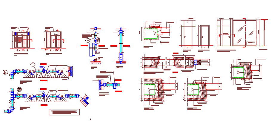 Aluminium Openings or door types and detail drawing.