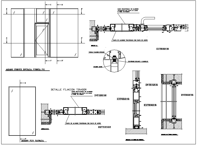 Aluminium opening view with sectional view