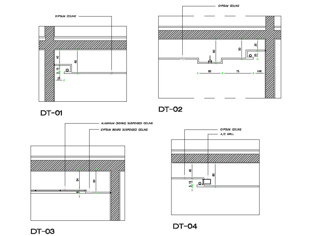 Aluminium suspected ceiling cad structure details dwg file