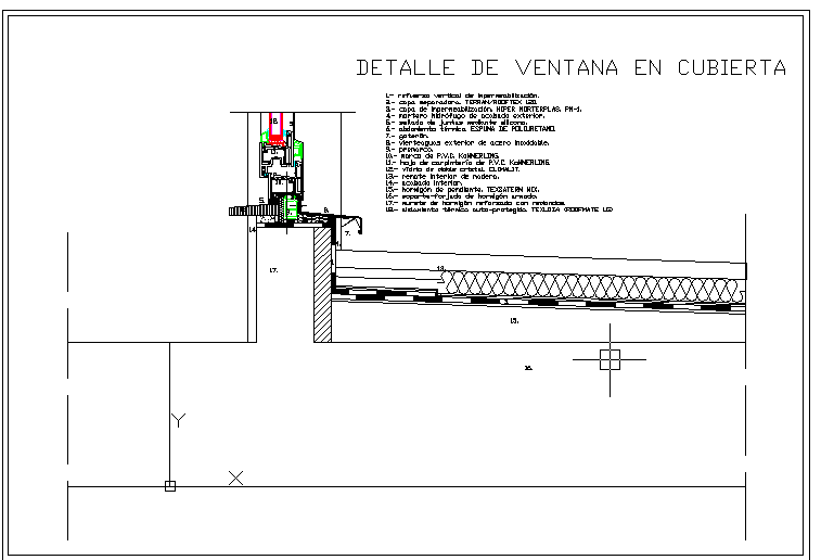 Aluminium window detail on roof 