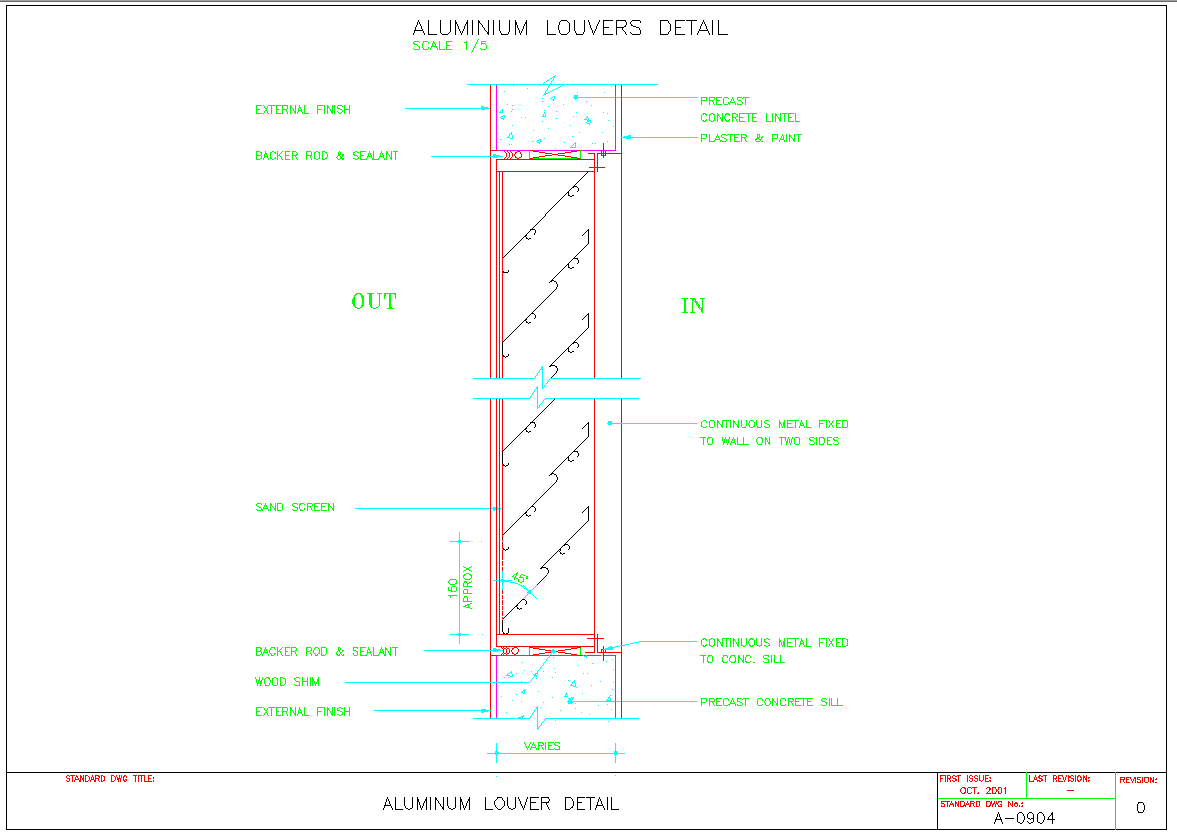Aluminum Louvers CAD Details for Facade and Ventilation Design