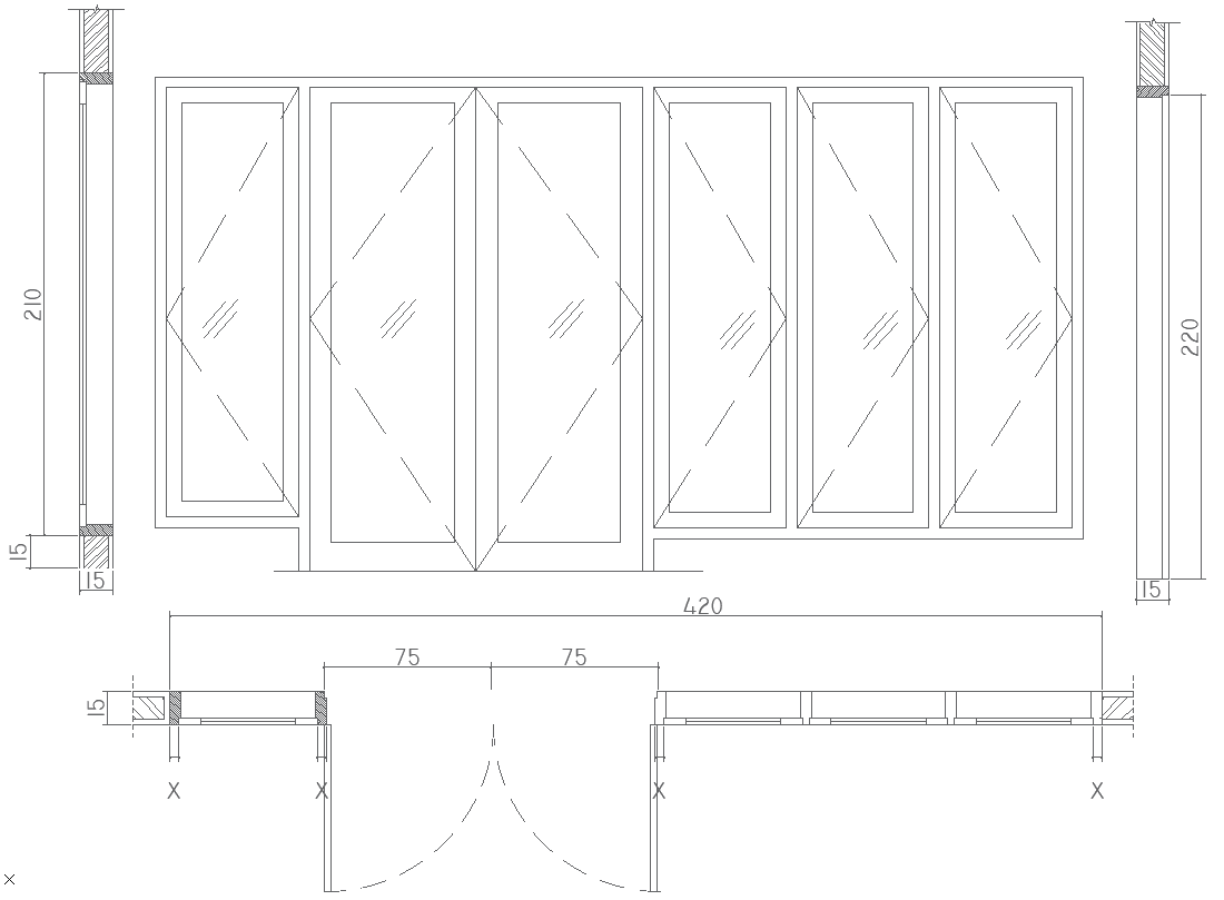 Aluminum Folding Door Layout Design AutoCAD DWG