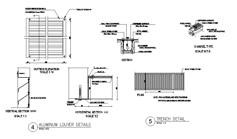 Aluminum Louver And Trench Plan CAD Drawing