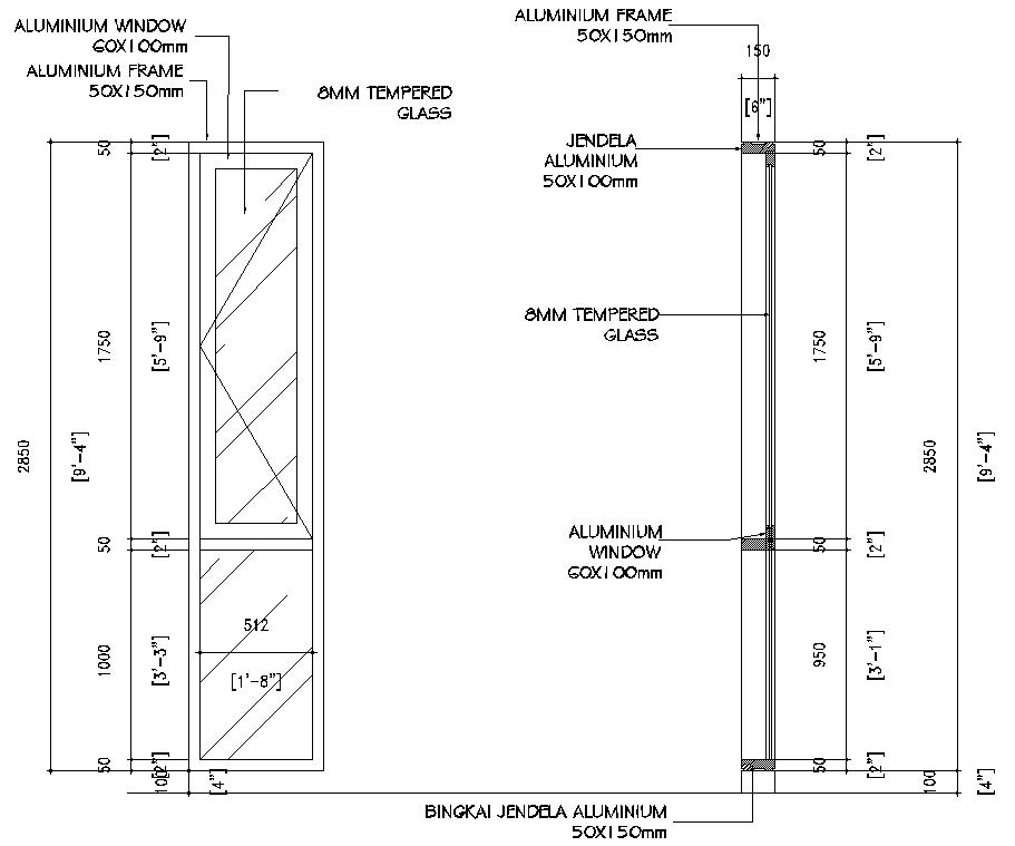 Aluminum door details with aluminum frame dwg autocad drawing .