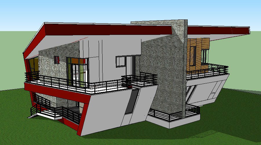 Amazing twin house 3d model cad drawing details skp file