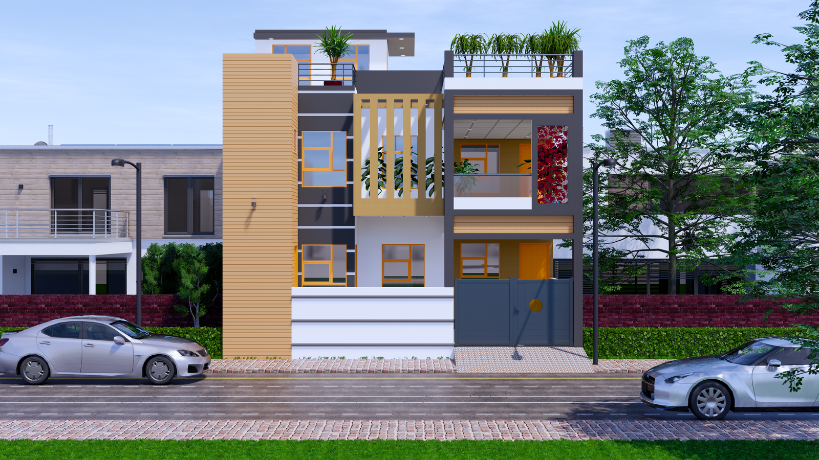 Amazing 3d House elevation design Revit file. Download this drawing Revit file on cadbull.com.