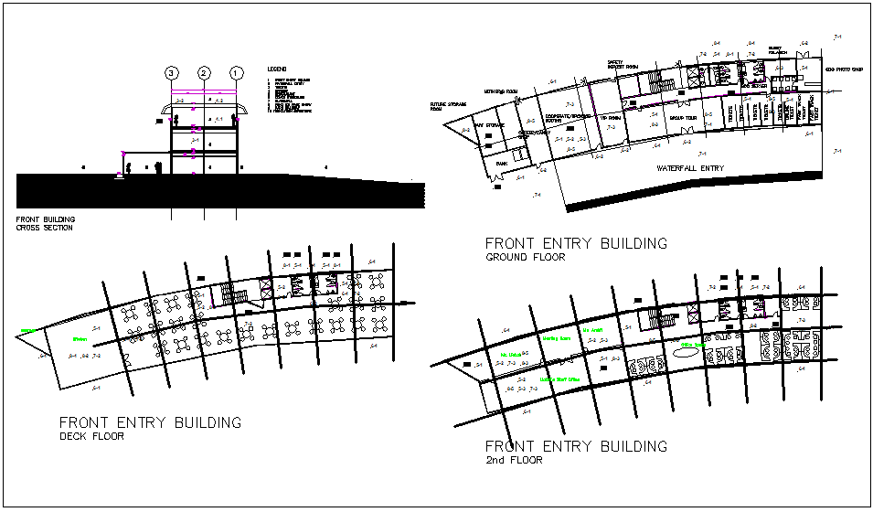 Amazon waterfall theme park building detail dwg file