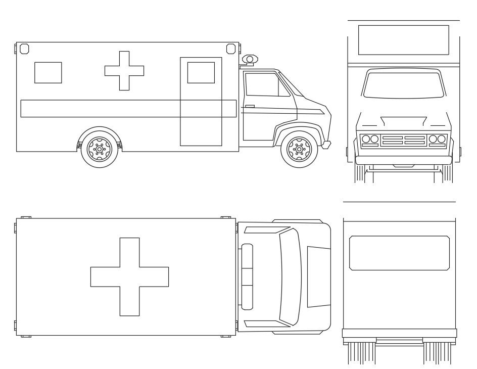 Ambulance CAD Blocks Vehicle Drawing Free DWG File