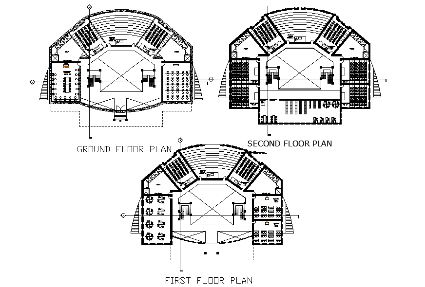 Amphitheater drawing specified in this CAD file. Download this 2d autocad drawing file.