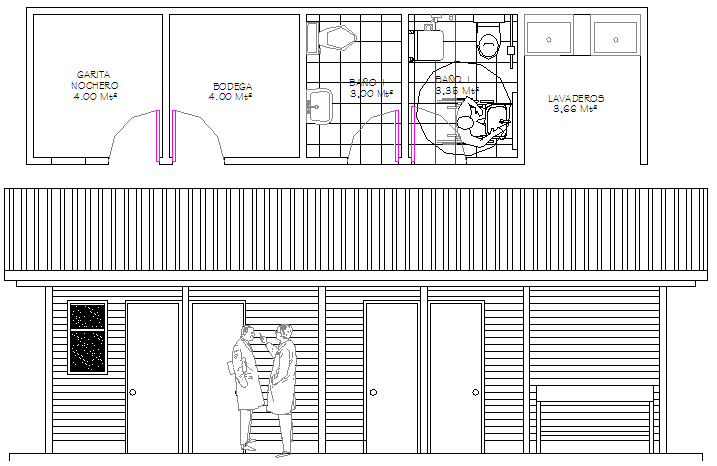 Amplification of Bathrooms Elevation dwg file