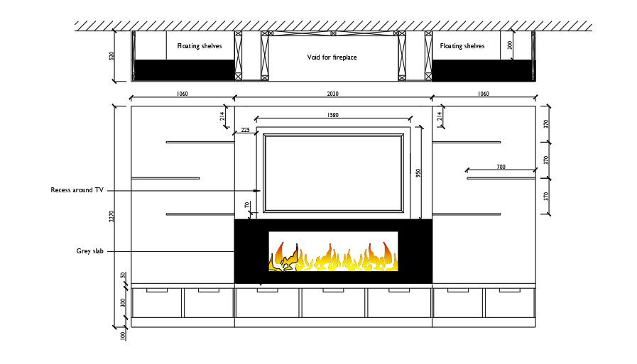 An Elevation View Of Kitchen Layout File