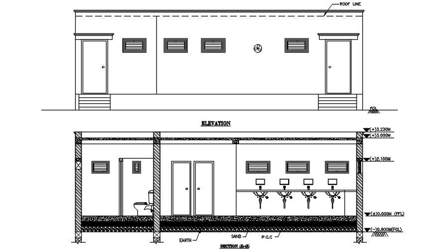 An Elevation of general toilet plan were given in the Autocad DWG drawing file. Download the AutoCAD drawing file.