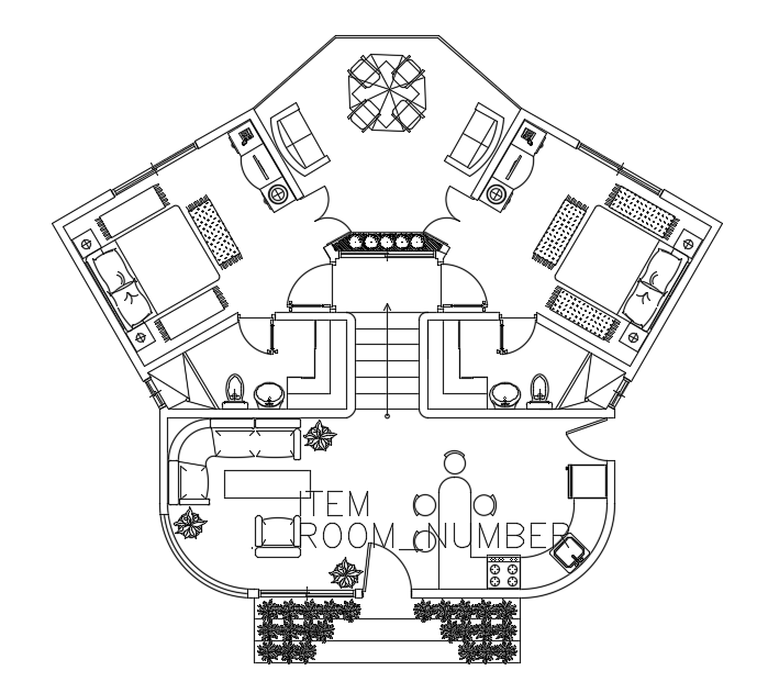 2BHK House Plan AutoCAD DWG Drawing for Residential Design