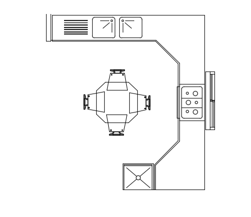 An architecture kitchen top view AutoCAD drawing