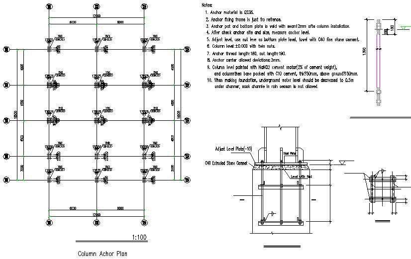Anchor column detail dwg file