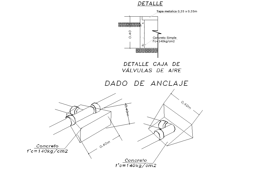 Anchoring and air valve box detail dwg file