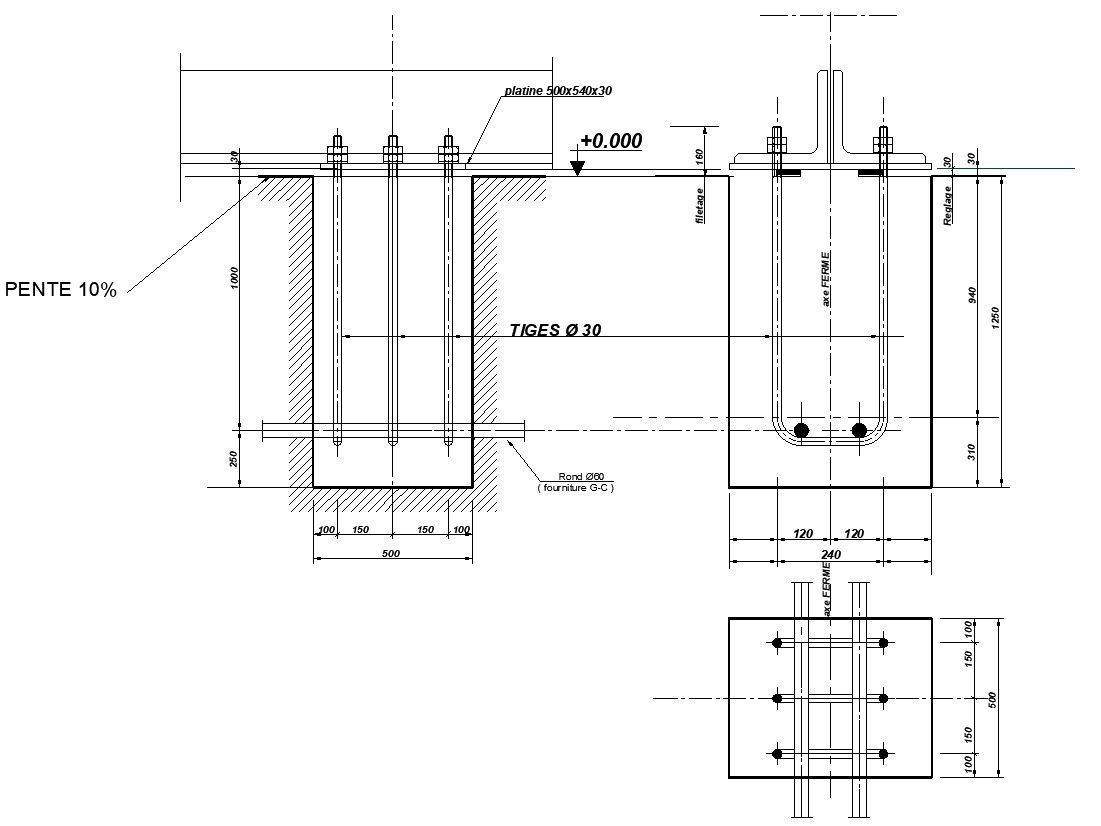 Anchor piles detail design in AutoCAD 2D drawing, CAD file, dwg file