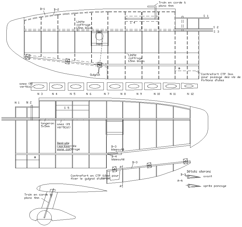 Ancient Egyptian Airplane plan section detail DWG AutoCAD drawing