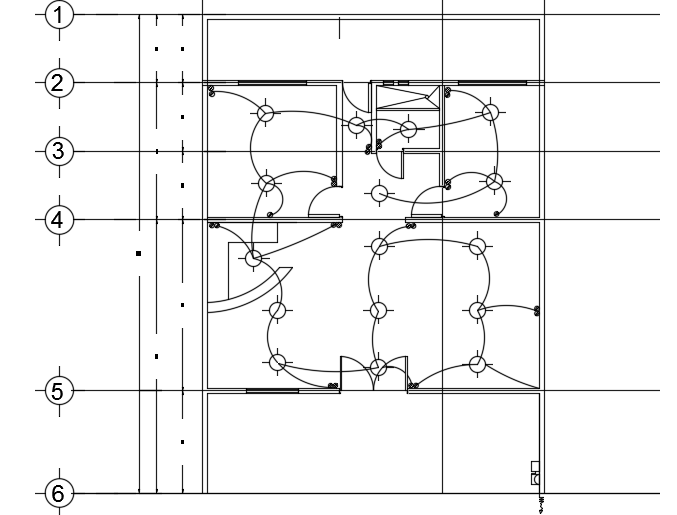 An electrical layout of the 10x14m simple 2bhk house plan AutoCAD drawing